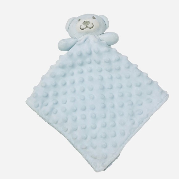 Crevent Teddy Bear Baby Blanket Blue Textured Plush Security Lovey - Picture 1 of 6